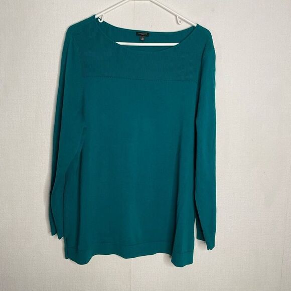 Talbots Knit Sweater Womens Plus Size 2X Fairy Green CottonRayon Pullover Preppy - Picture 1 of 7